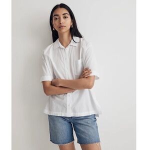 Madewell White Poplin Short Sleeve Button Down Shirt Large